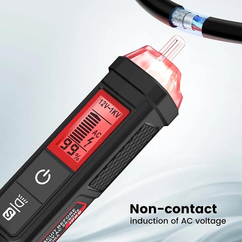 Non contact induction of AC voltage with voltage detector pen