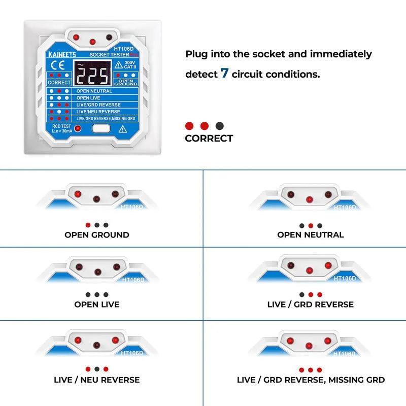 KAIWEETS HT106D Outlet Tester - Kaiweets