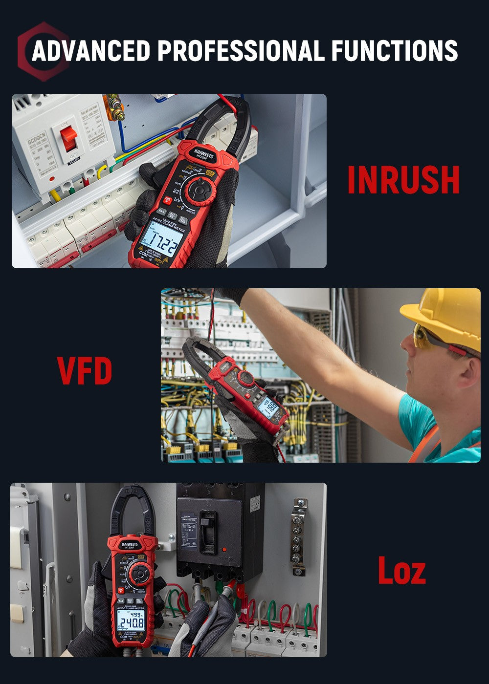 KAIWEETS HT208F Inrush Digital Clamp Meter a+