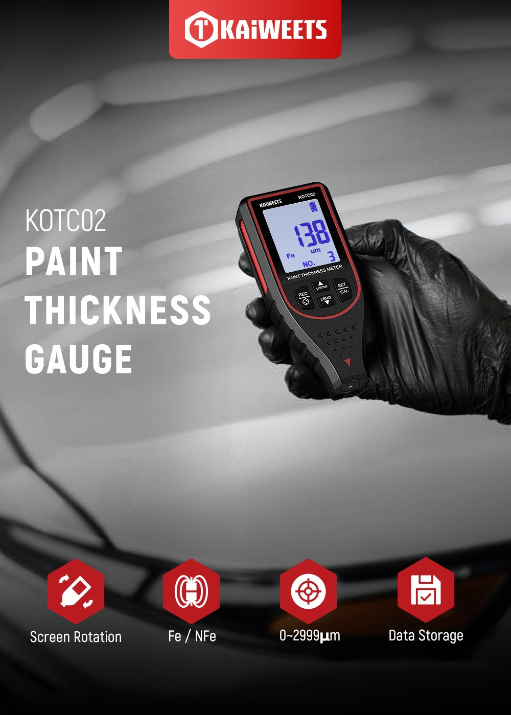 KAIWEETS KOTC02 Paint Thickness Gauge a+