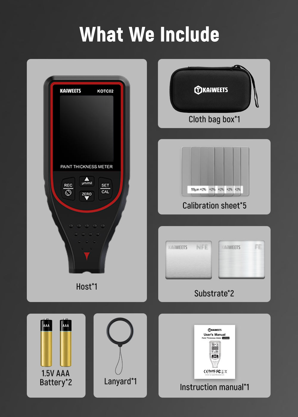 KAIWEETS KOTC02 Paint Thickness Gauge a+