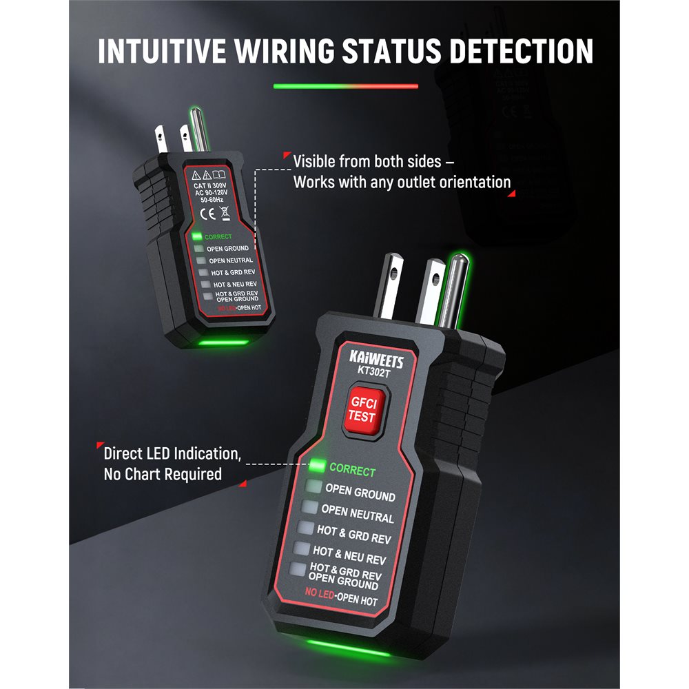 KAIWEETS KT302T GFCI Outlet Tester