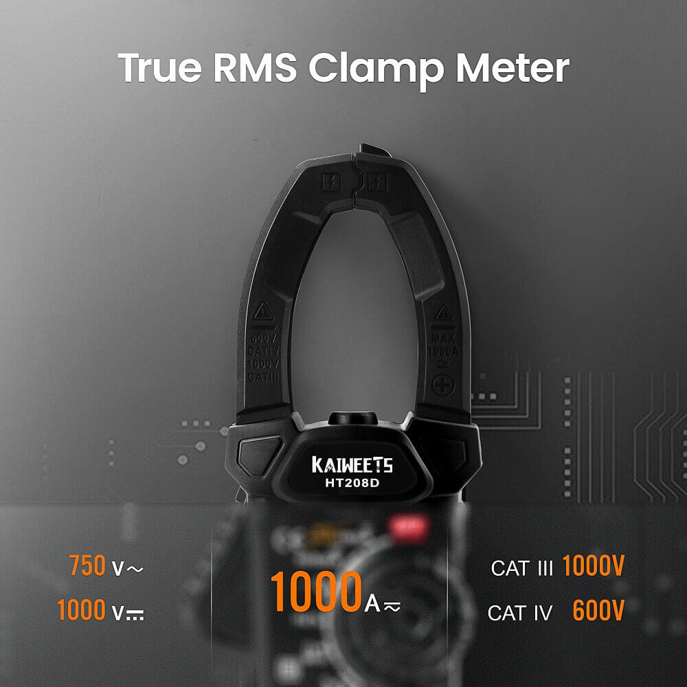 KAIWEETS HT208D 1000A AC/DC Inrush Clamp Meter - Kaiweets