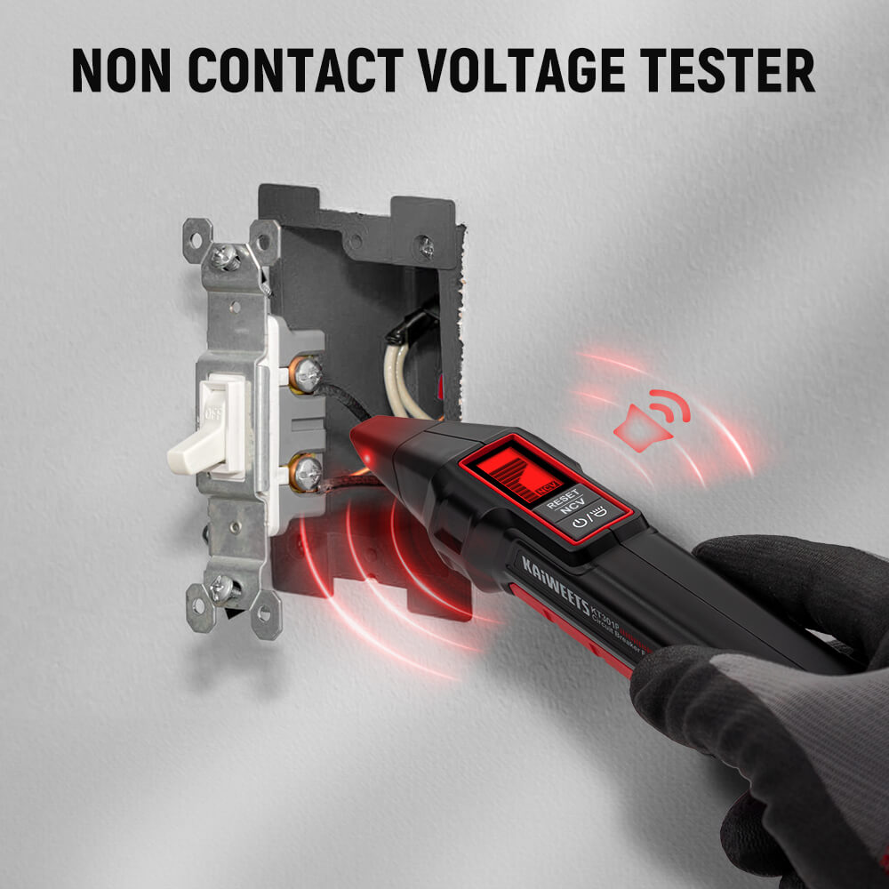 KT301P receiver includes a non-contact voltage tester for safely detecting live circuits without direct contact.  